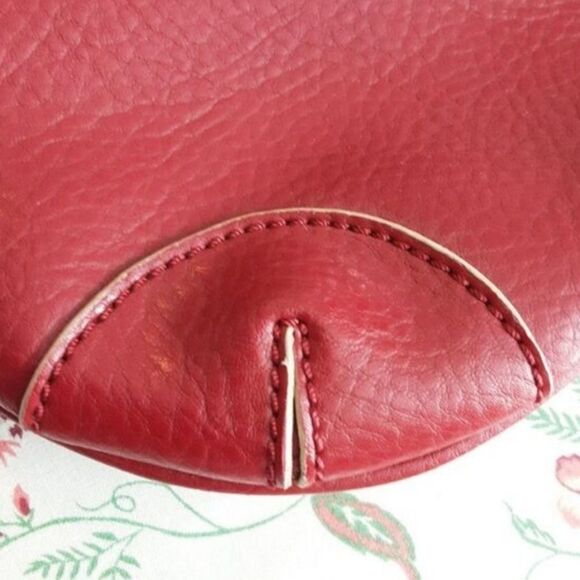 TOMMY HILFIGER Handbag Studded Embroidered Leather‎ Strap Tasseled Red - Picture 10 of 14